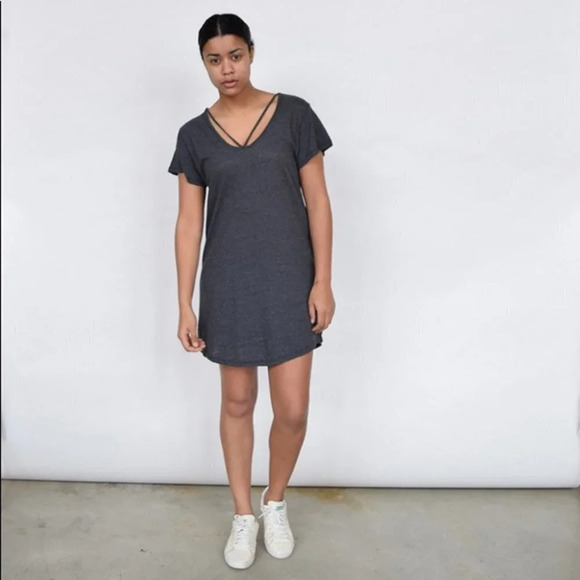Revolve LNA Strappy Tee Dress T-shirt Cut out Short Sleeve Granite Gray Size XS - Picture 6 of 16